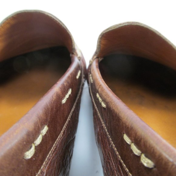 Stemar Mens Brown Leather Moc Toe Driving Penny Loafers Size US 8 1/2 - Picture 9 of 14